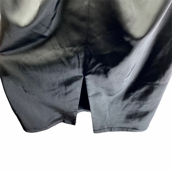 Tadashi Collection Black Satin Ruched Dress 10 - Picture 7 of 8